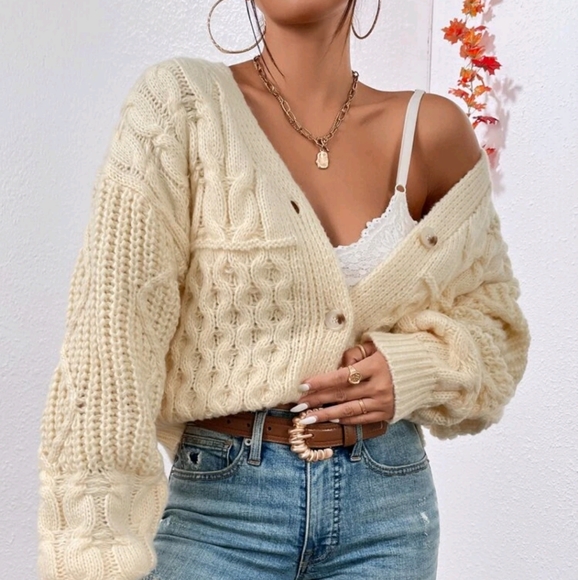 Chunky Knit Drop Shoulder Cardigan - Picture 2 of 4